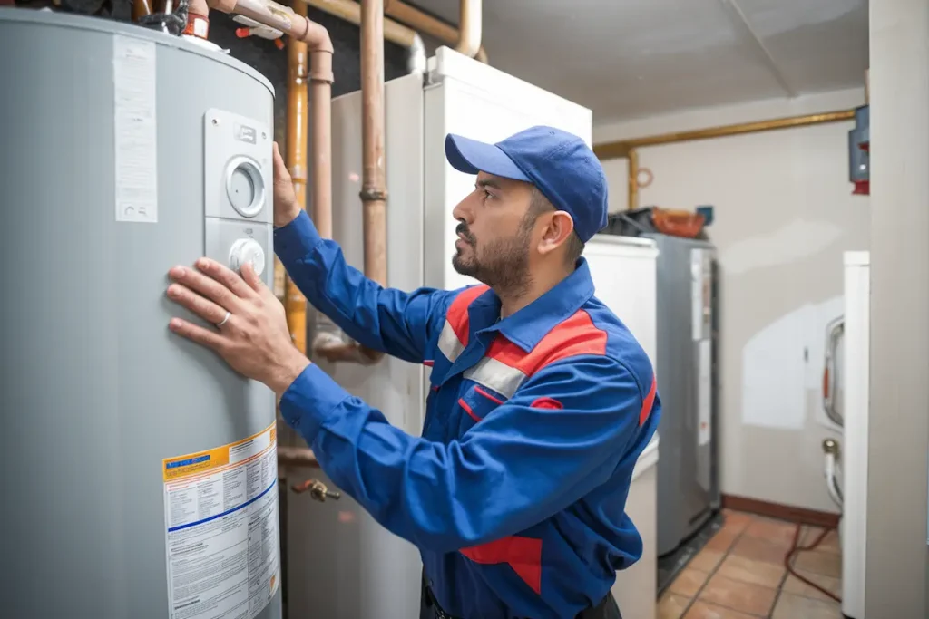 Inspecting a water heater for damage